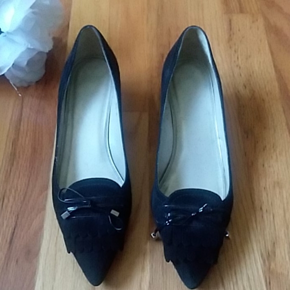 Talbots Shoes - Talbots Black Suede Loafer Style Kitten Heels